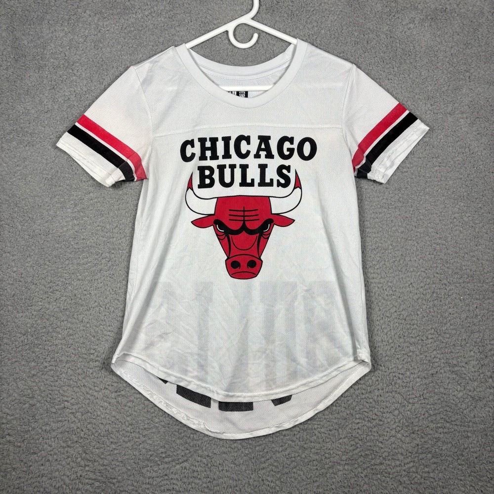 NBA Chicago Bulls Women Mesh Jersey T-Shirt White Red Black Medium SKU 1853